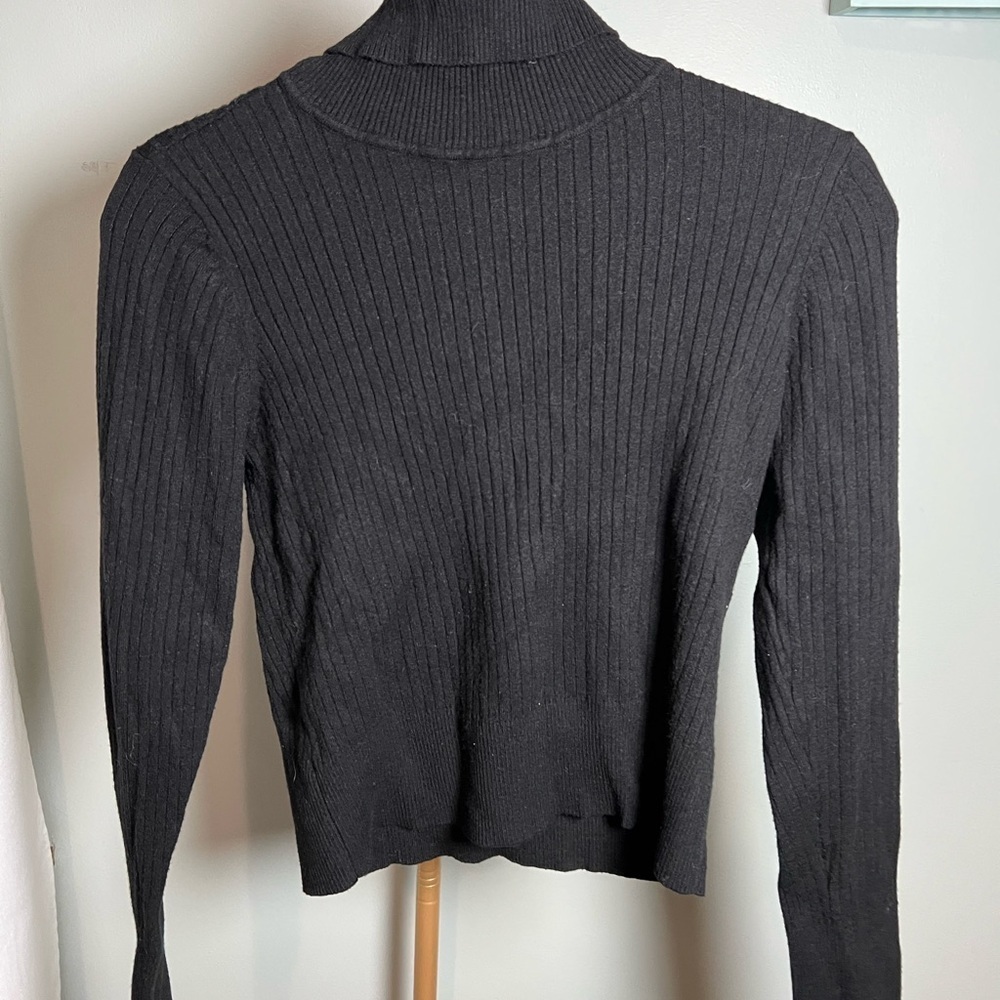 Rays by CYRUS Black Ribbed Turtleneck Sweater - Picture 1 of 3